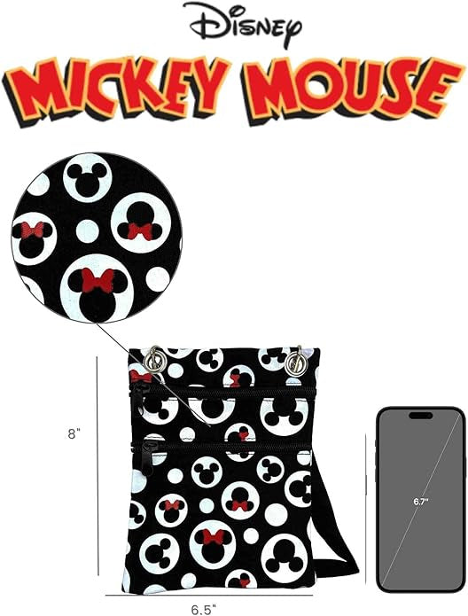 Disney Passport Bag Crossbody Travel Mickey Minnie Eeyore Stitch All Over Print black