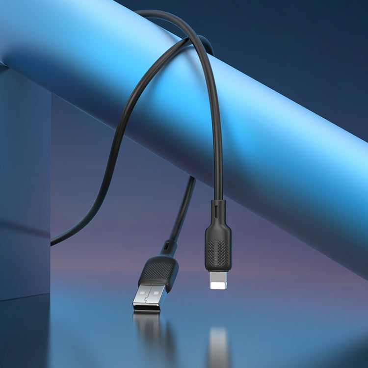 BOROFONE BX113 2.4A USB to 8 Pin Silicone Charging Data Cable, Length:3m(Black)