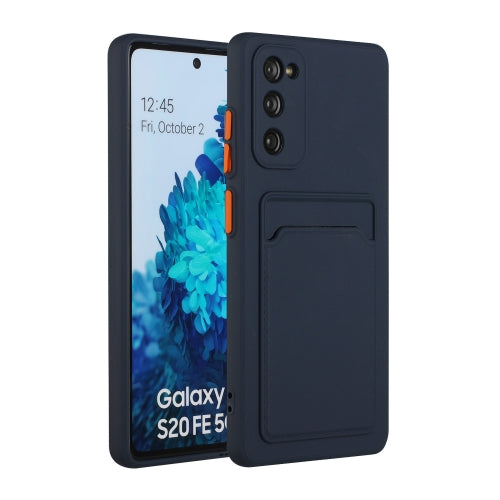 Samsung Galaxy S20 FE Card Slot Design Shockproof TPU Protective Case(Dark Blue)