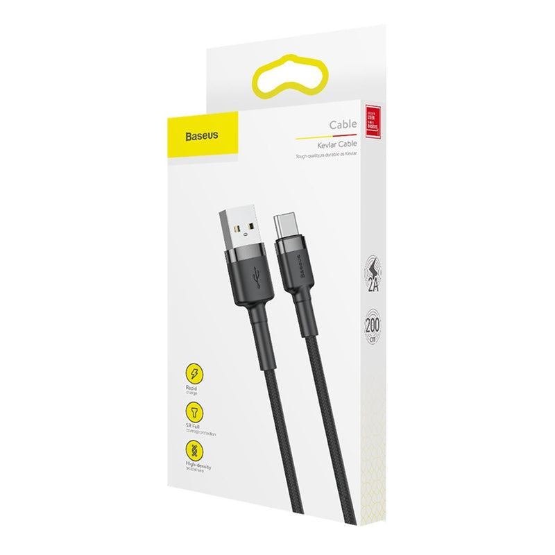 Baseus 2m 2A Max USB to USB-C / Type-C Data Sync Charge Cable(Grey+Black)