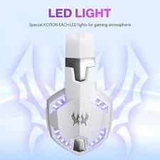 KOTION EACH G2000 Over-ear Gaming Headset with Mic Stereo Bass LED Light,Cable Length: 2.2m(White)
