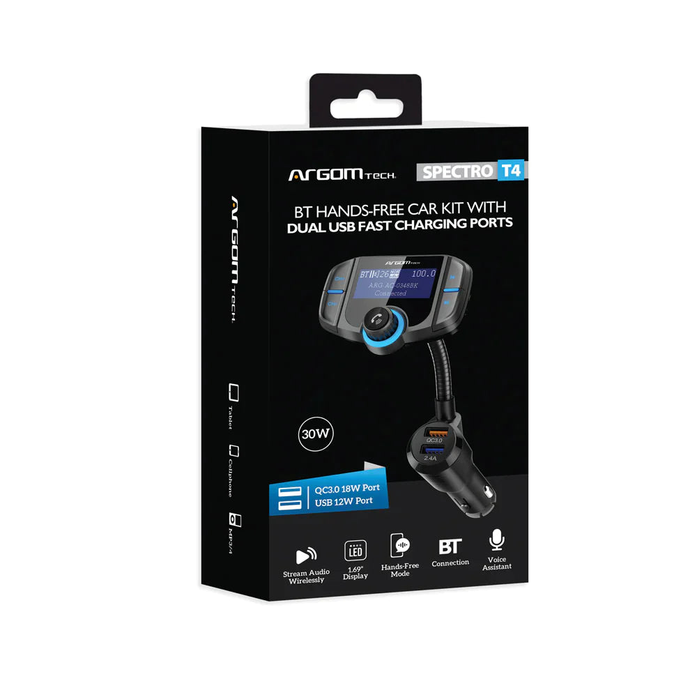 Copy of SPECTRO T4 HANDS-FREE CAR KIT WITH DUAL USB QUICK CHARGING PORTS