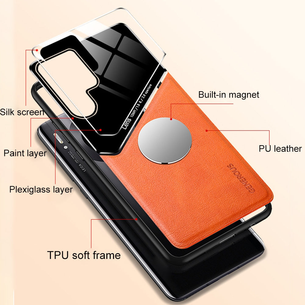 Samsung Galaxy S22 Ultra 5G Leather Glass Magnet Phone Case(Black)