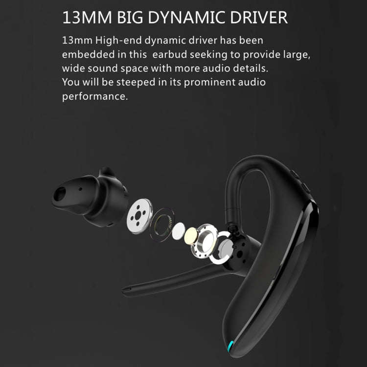 F910 Bluetooth 5.0 Hanging Ear Style Dual Mic Noise Cancelling Bluetooth Earphone(Black)