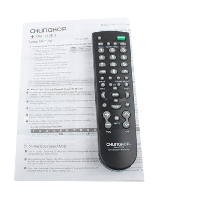 Chunghop Universal TV Remote Control (RM-139ES)(Black)