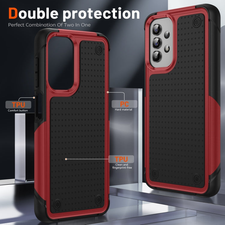Samsung Galaxy A13 A23 A32 A04S PC + TPU Shockproof Protective Phone Case(Red+Black)