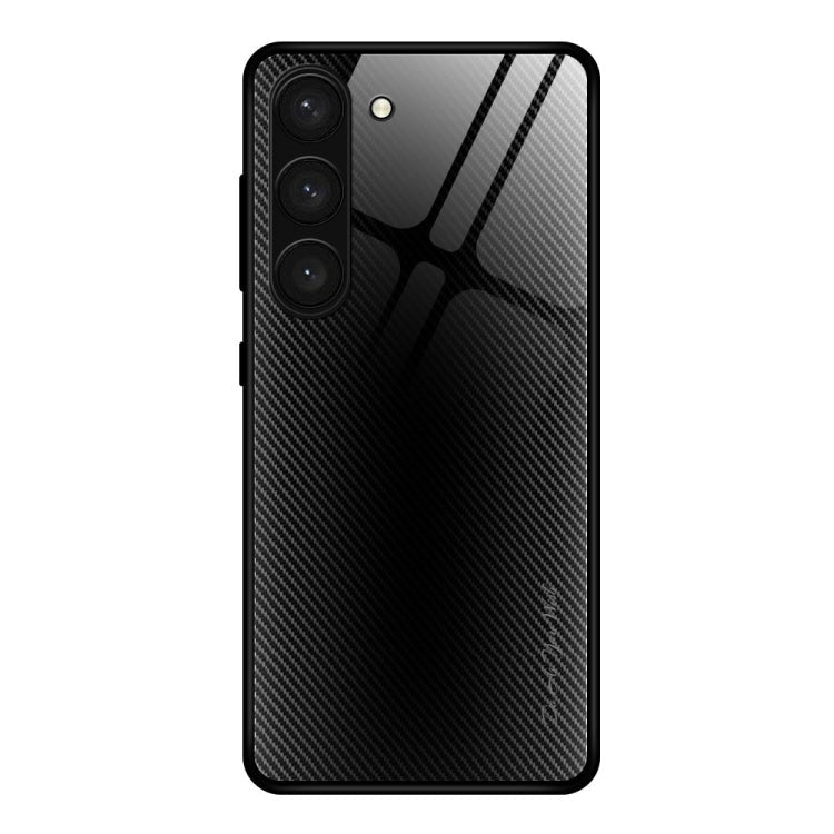 Samsung Galaxy S23 5G Texture Gradient Glass TPU Phone Case(Black)