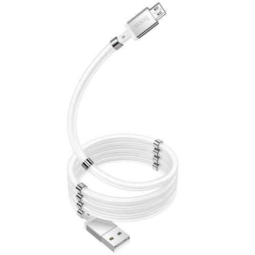 hoco U91 1m 2.4A USB to Micro USB Magic Control Magnetic Storage Charging Data Cable(White)