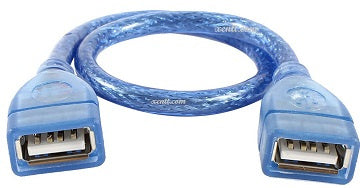 USB 2.0 Type A Female to USB A Female Cord Adapter Data Extension Cable Blue 1FT