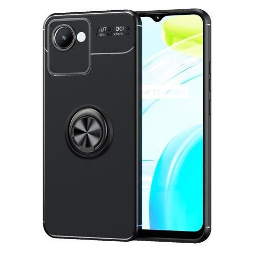 OPPO Realme C30 Metal Ring Holder TPU Phone Case(Black)