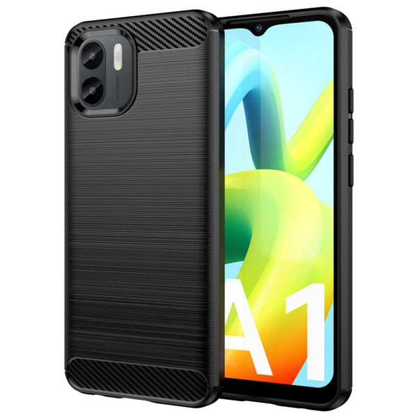 Xiaomi Redmi A1 Brushed Texture Carbon Fiber TPU Phone Case(Black)