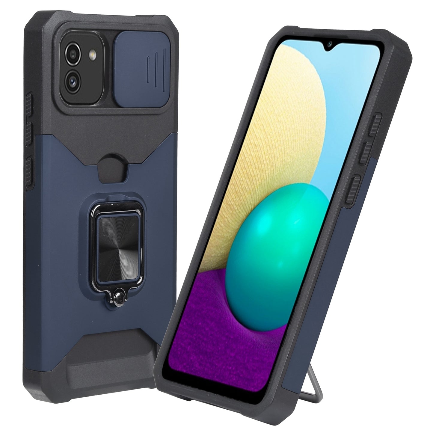 Samsung Galaxy A03 Sliding Camera Cover Design PC + TPU Shockproof Phone Case(Blue)