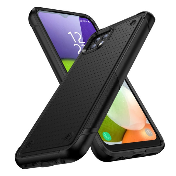 Samsung Galaxy A22 5G PC + TPU Shockproof Protective Phone Case(Black+Black)