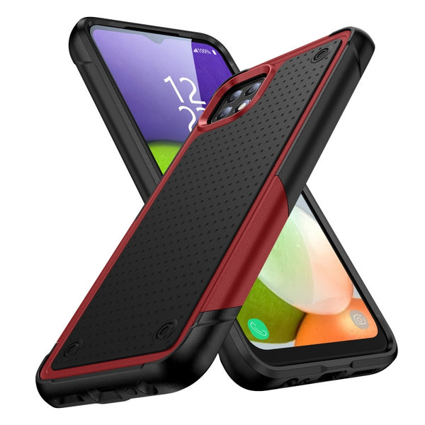 Samsung Galaxy A22 5G PC + TPU Shockproof Protective Phone Case(Red+Black)