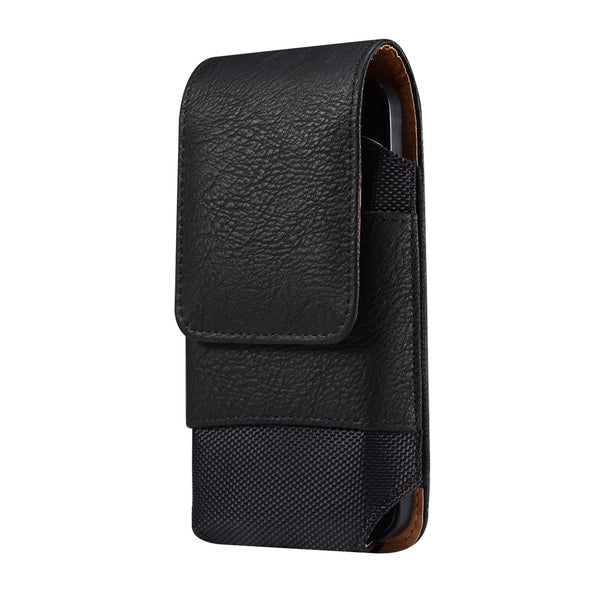 6.5 inch Mobile Phone Cowhide Texture Oxford Cloth Waist Bag(Black)