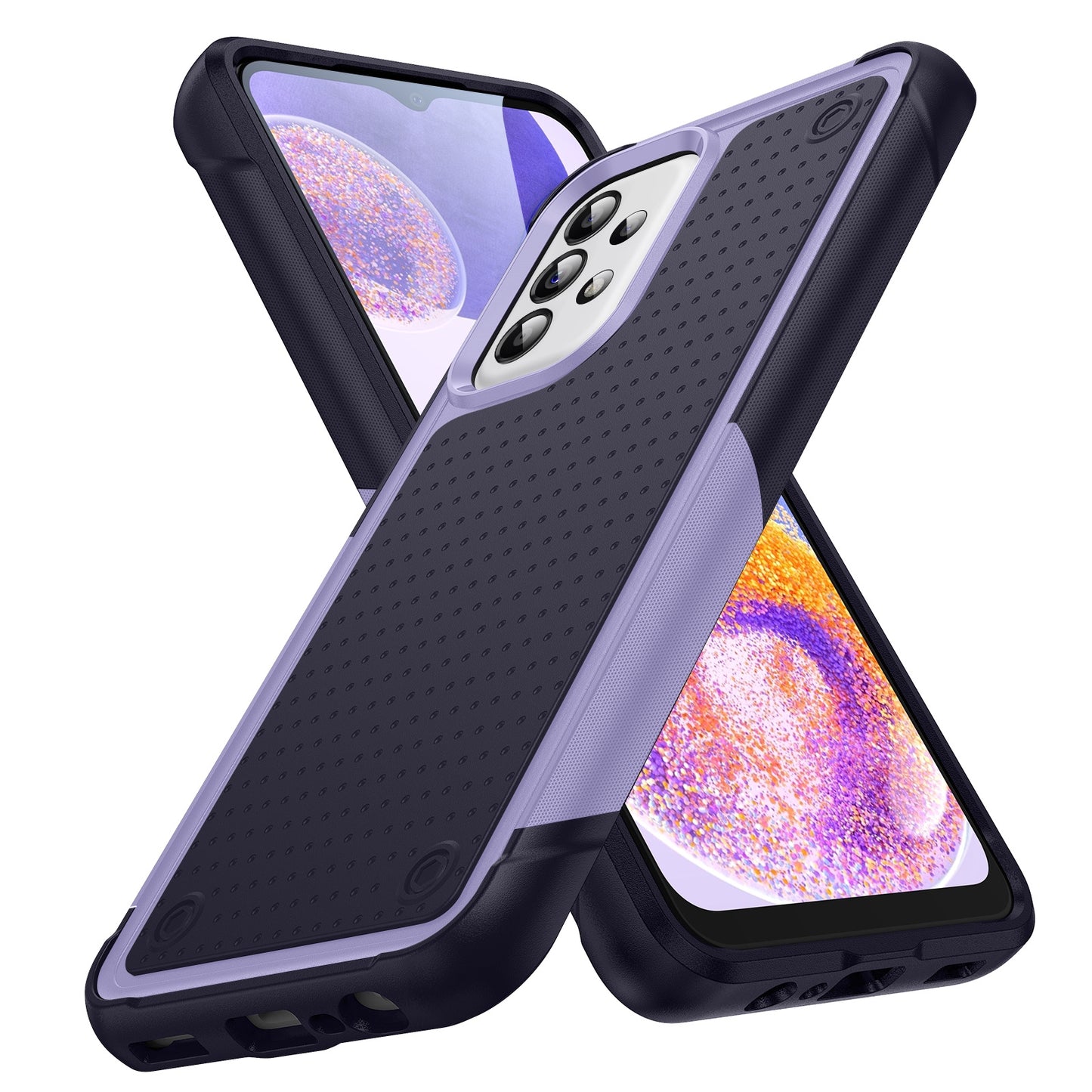 Samsung Galaxy A23 A32 A13 A04S PC + TPU Shockproof Protective Phone Case(Light Purple+Sapphire Blue)