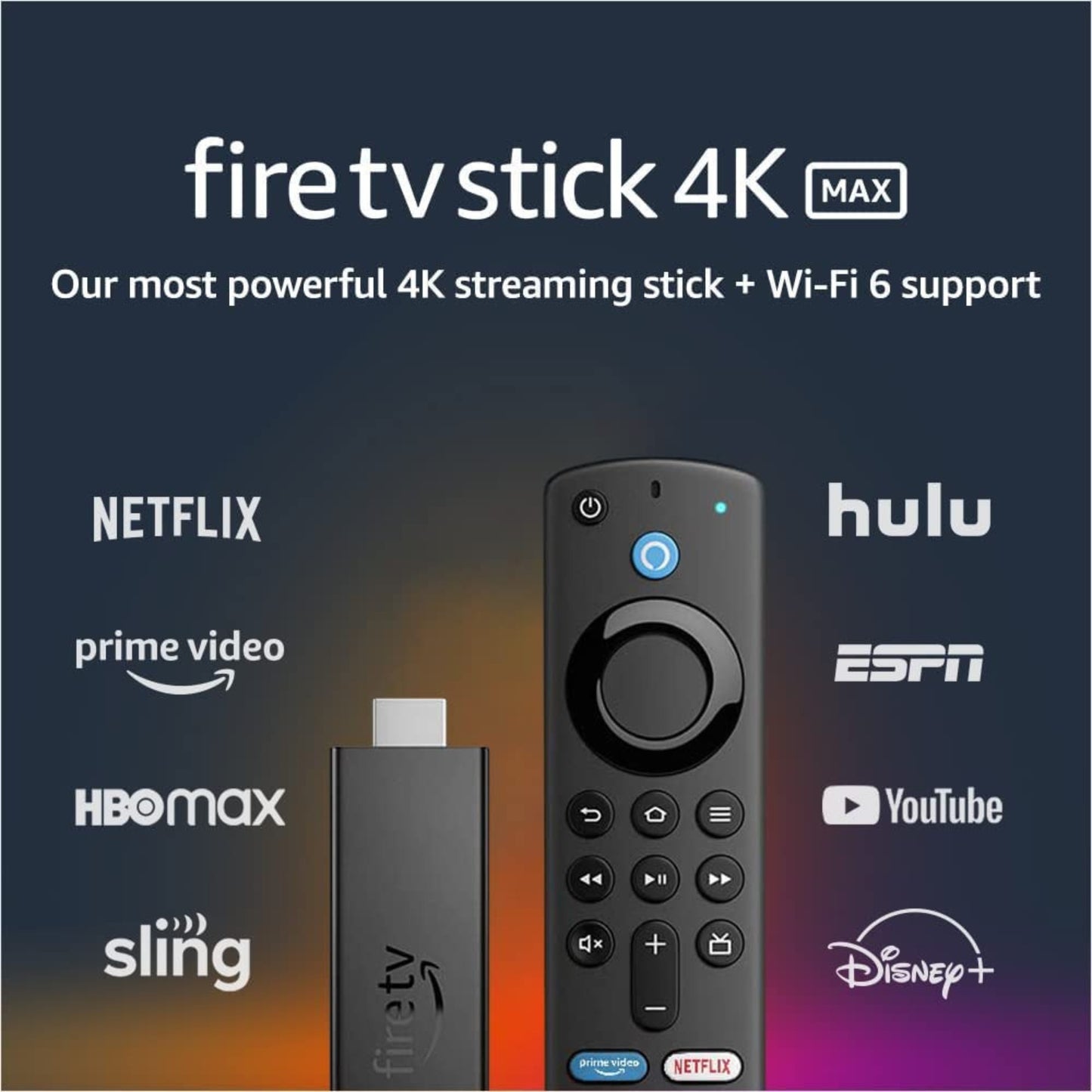 Fire TV Stick 4K Max streaming device, Wi-Fi 6, Alexa Voice Remote (includes TV controls