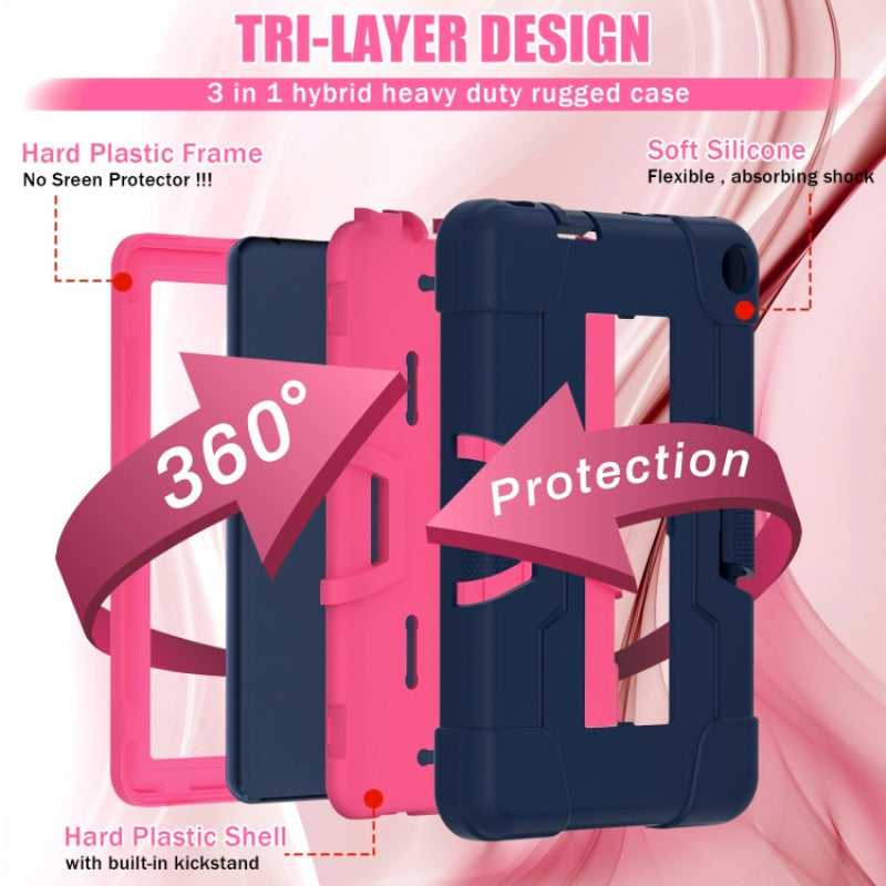 Amazon Kindle Fire 7 2022 Tablet Case(Navy Rose Red)