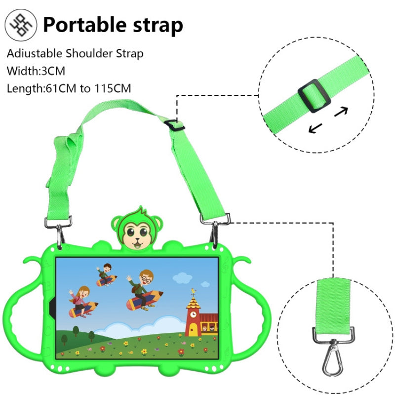 Samsung Tab A 10.1 (2019) T510 / T515 Cartoon Monkey Kids Tablet (Green)