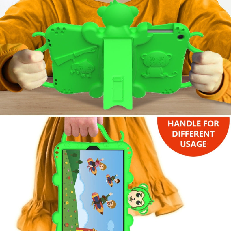 Samsung Tab A 10.1 (2019) T510 / T515 Cartoon Monkey Kids Tablet (Green)