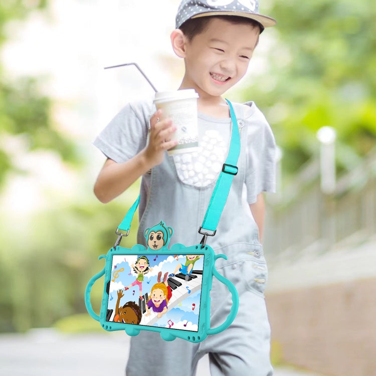 Samsung Tab A 10.1 (2019) T510 / T515 Cartoon Monkey Kids Tablet (Turquoise)