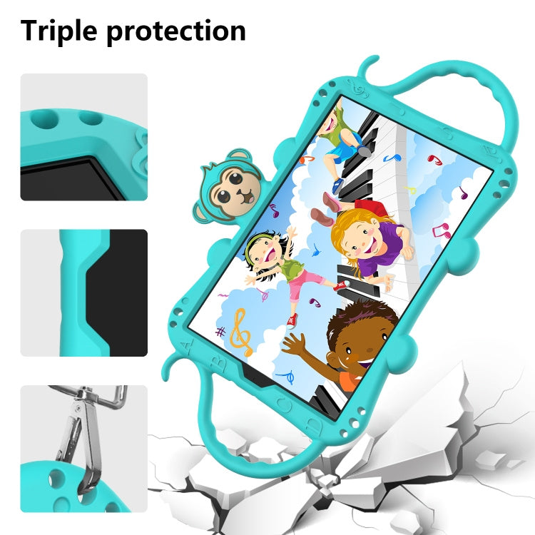 Samsung Tab A 10.1 (2019) T510 / T515 Cartoon Monkey Kids Tablet (Turquoise)