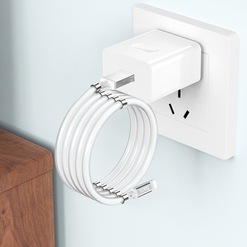 hoco U91 1m 2.4A USB to 8 Pin Magic Magnetic Charging Cable(White)