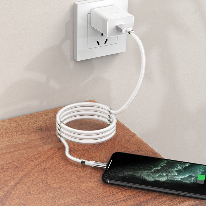 hoco U91 1m 2.4A USB to 8 Pin Magic Magnetic Charging Cable(White)