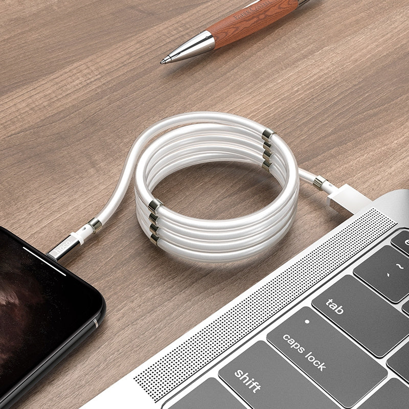 hoco U91 1m 2.4A USB to 8 Pin Magic Magnetic Charging Cable(White)