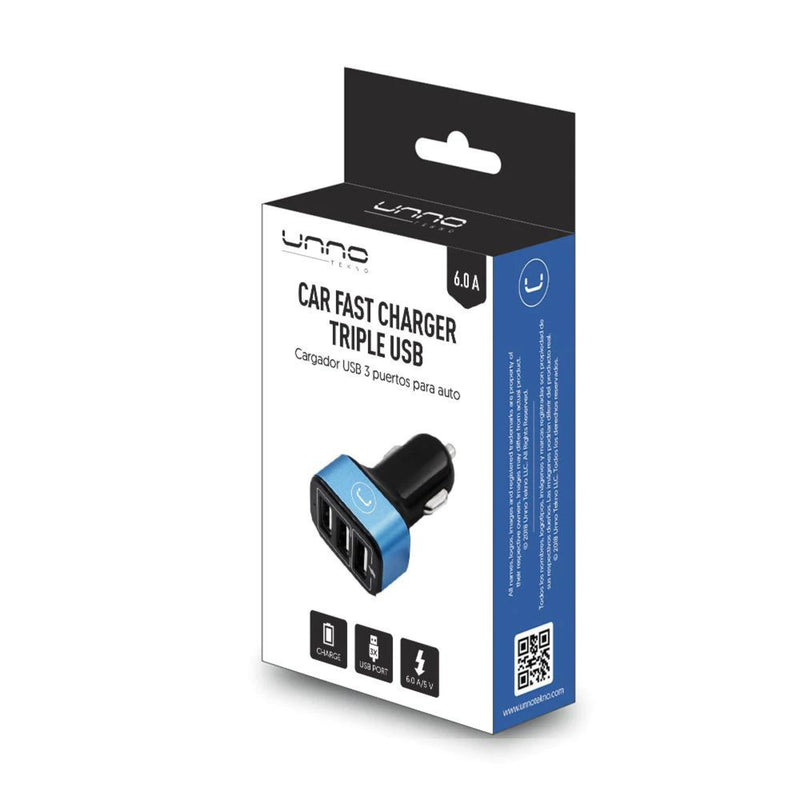 TRIPLE PORT USB CAR CHARGER | 6.0A PW5022BK