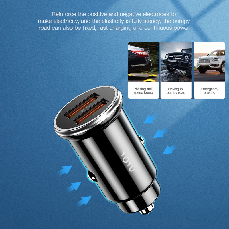 TOTUDESIGN DCCQ-04 Elite Series Dual USB QC 4.0 Car Charger (Black)