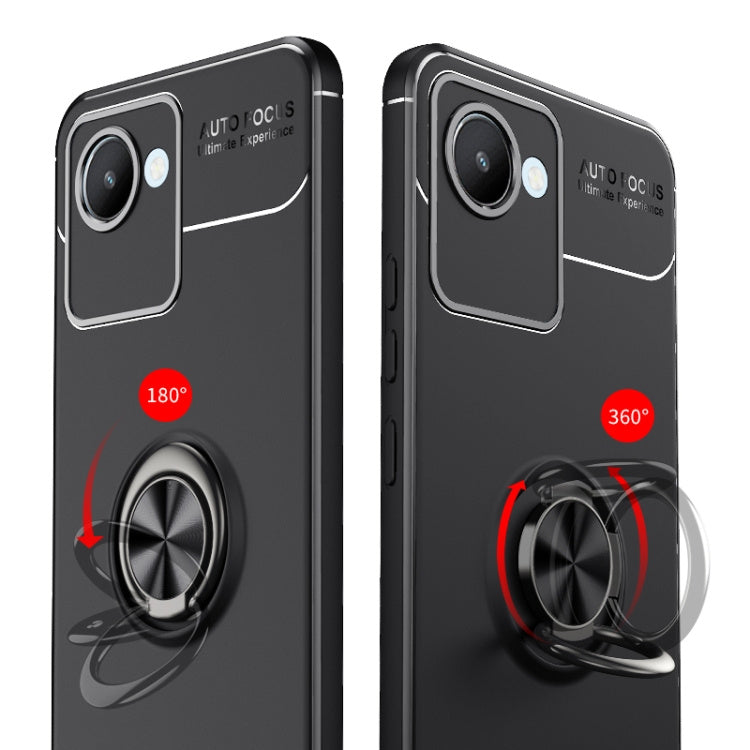 OPPO Realme C30 Metal Ring Holder TPU Phone Case(Black)