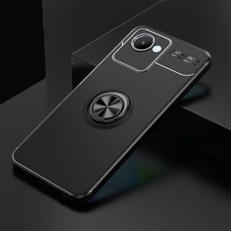 OPPO Realme C30 Metal Ring Holder TPU Phone Case(Black)