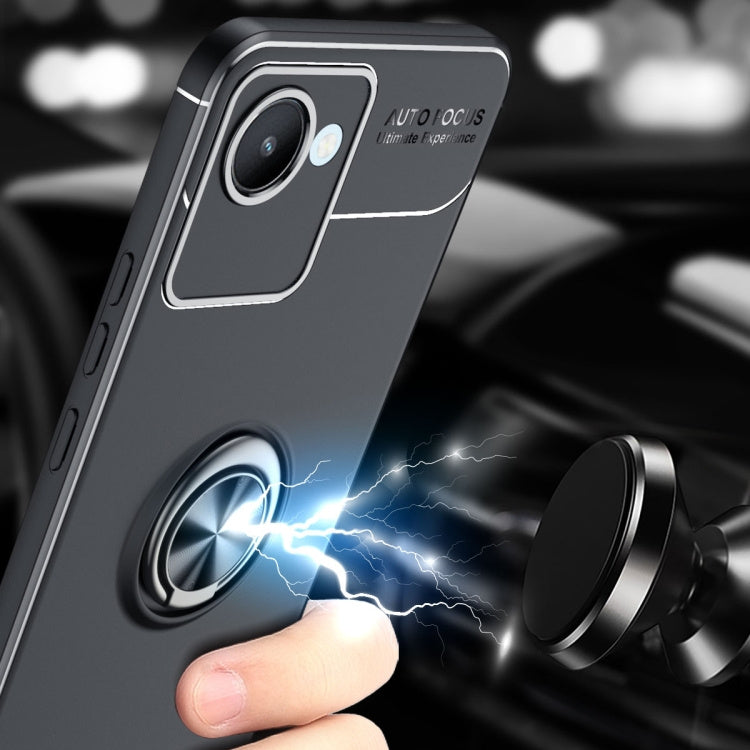 OPPO Realme C30 Metal Ring Holder TPU Phone Case(Black)