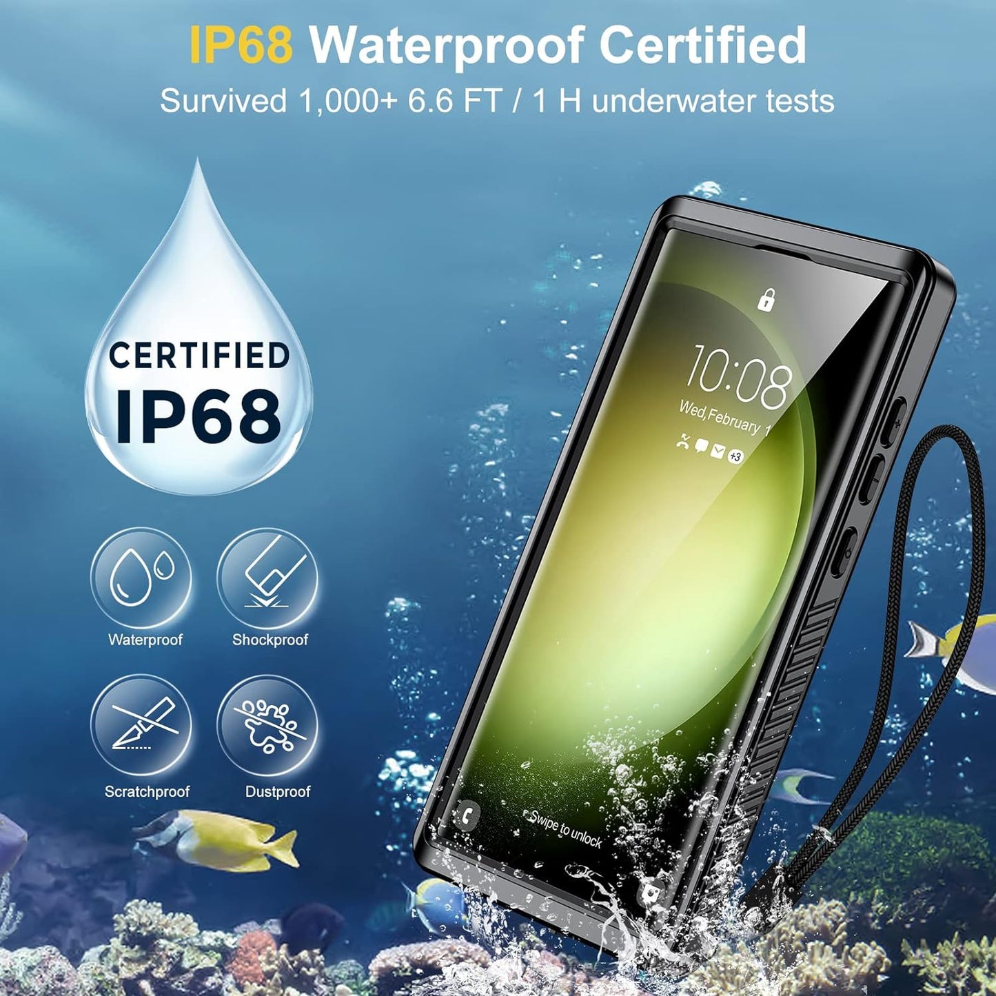 Samsung Galaxy S23 Ultra Case,Waterproof Built-in Lens, Screen Protector