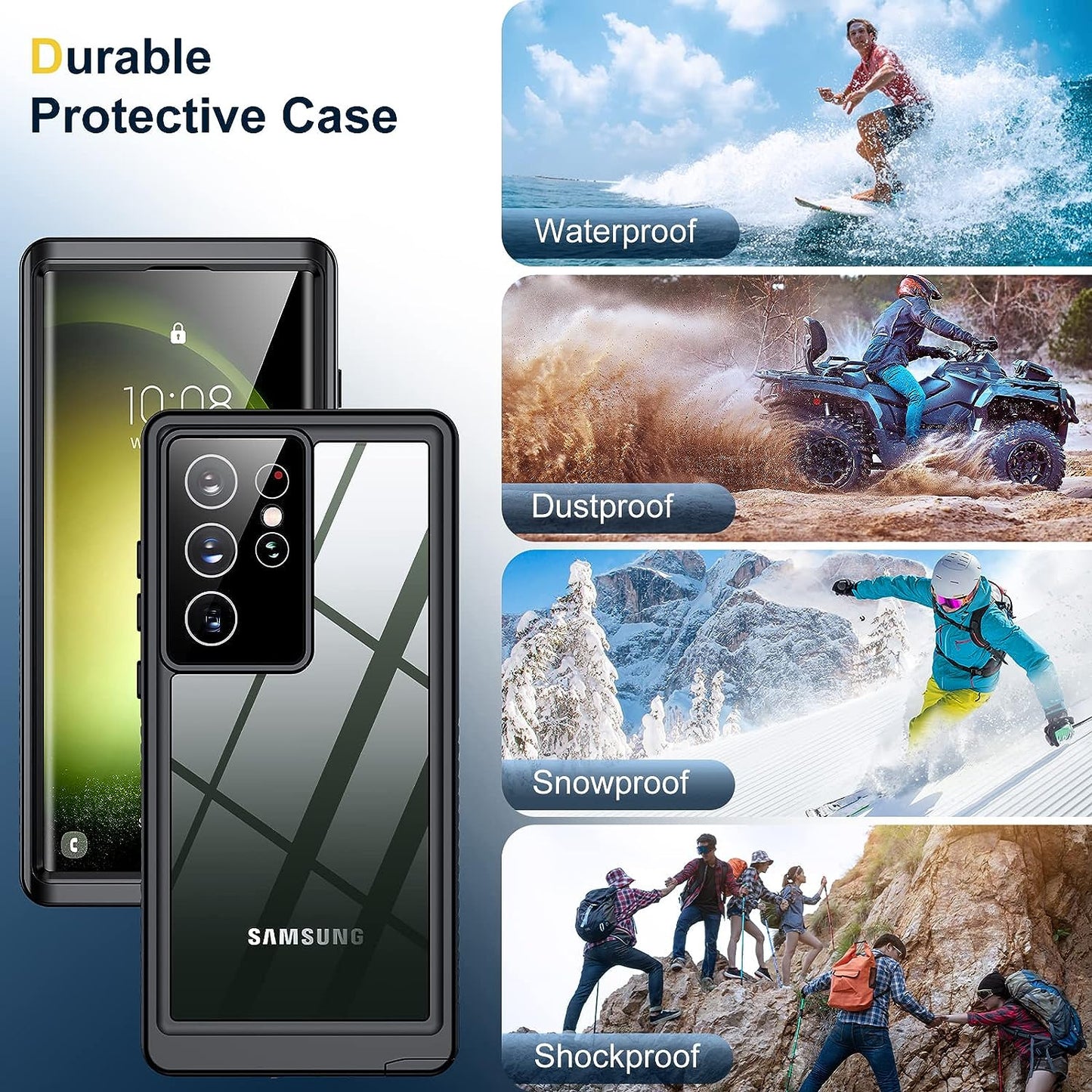 Samsung Galaxy S23 Ultra Case,Waterproof Built-in Lens, Screen Protector