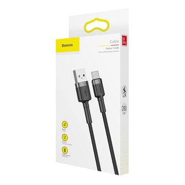 Baseus 2m 2A Max USB to USB-C / Type-C Data Sync Charge Cable  Grey / Black