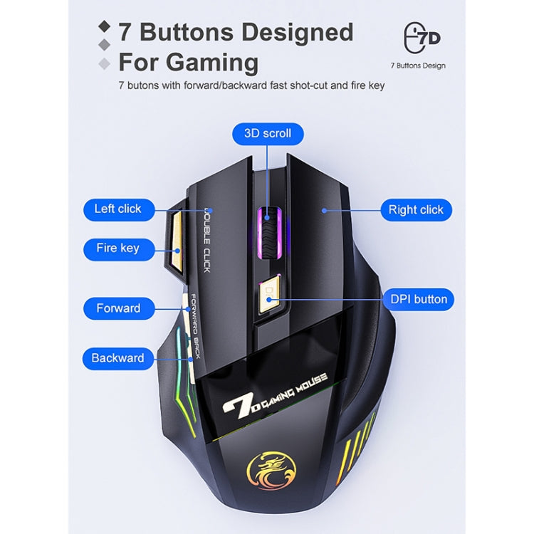 iMICE GW-X7 7-button Silent Rechargeable Wireless Gaming Mouse
