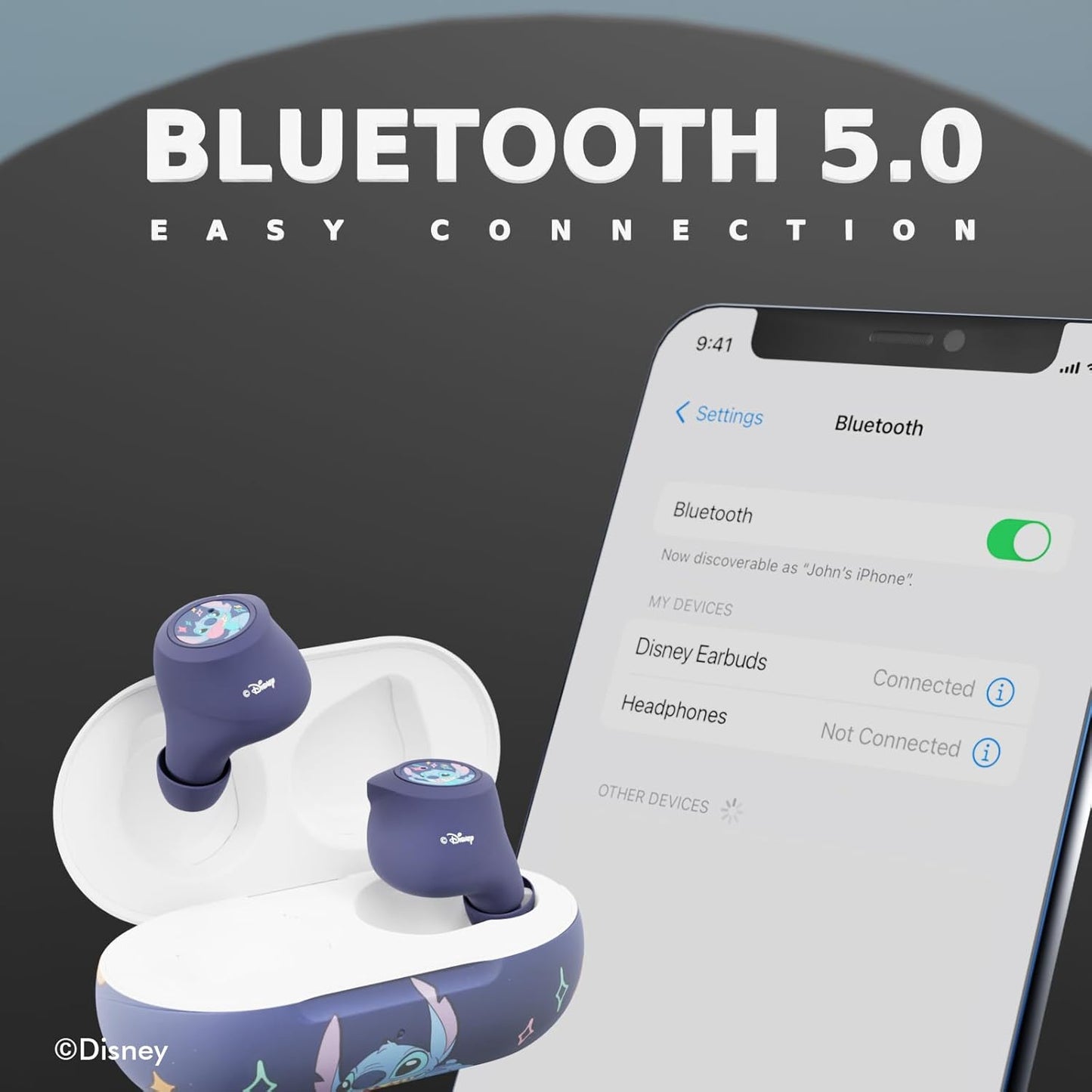Disney Lilo and Stitch Bluetooth Earbuds w/Charging Case