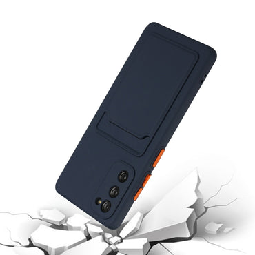 Samsung Galaxy S20 FE Card Slot Design Shockproof TPU Protective Case(Dark Blue)