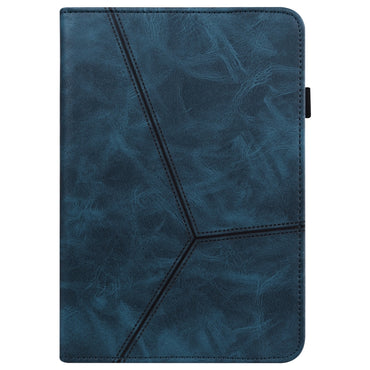 Amazon Fire HD 10 Plus / Fire HD 10 (2021) Solid Color Embossed Striped Leather Case(Blue)