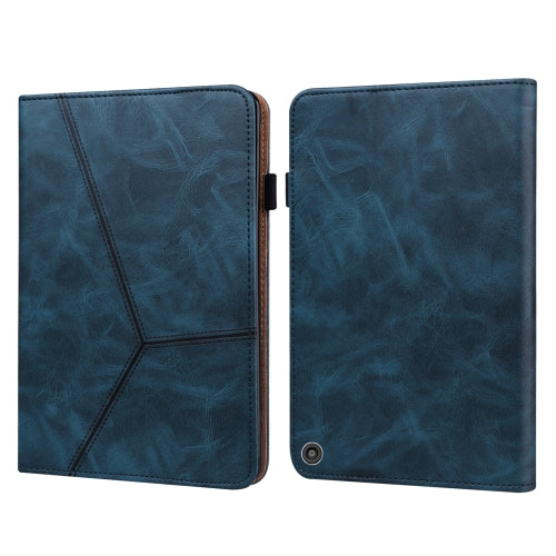 Amazon Fire HD 10 Plus / Fire HD 10 (2021) Solid Color Embossed Striped Leather Case(Blue)