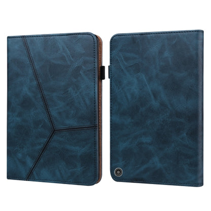 Amazon Fire HD 10 Plus / Fire HD 10 (2021) Solid Color Embossed Striped Leather Case(Blue)