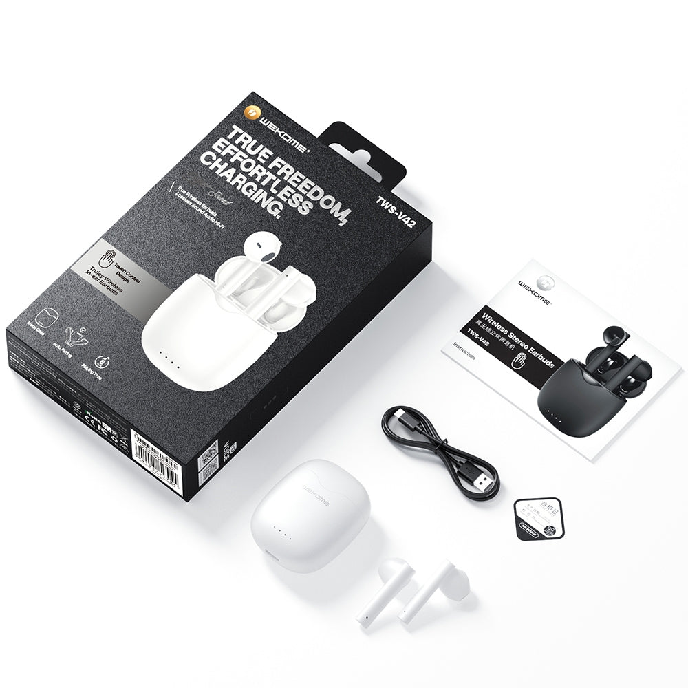 Copy of WK V42 True Wireless Stereo Semi-in-ear Bluetooth Headset with Charging Compartment (White)