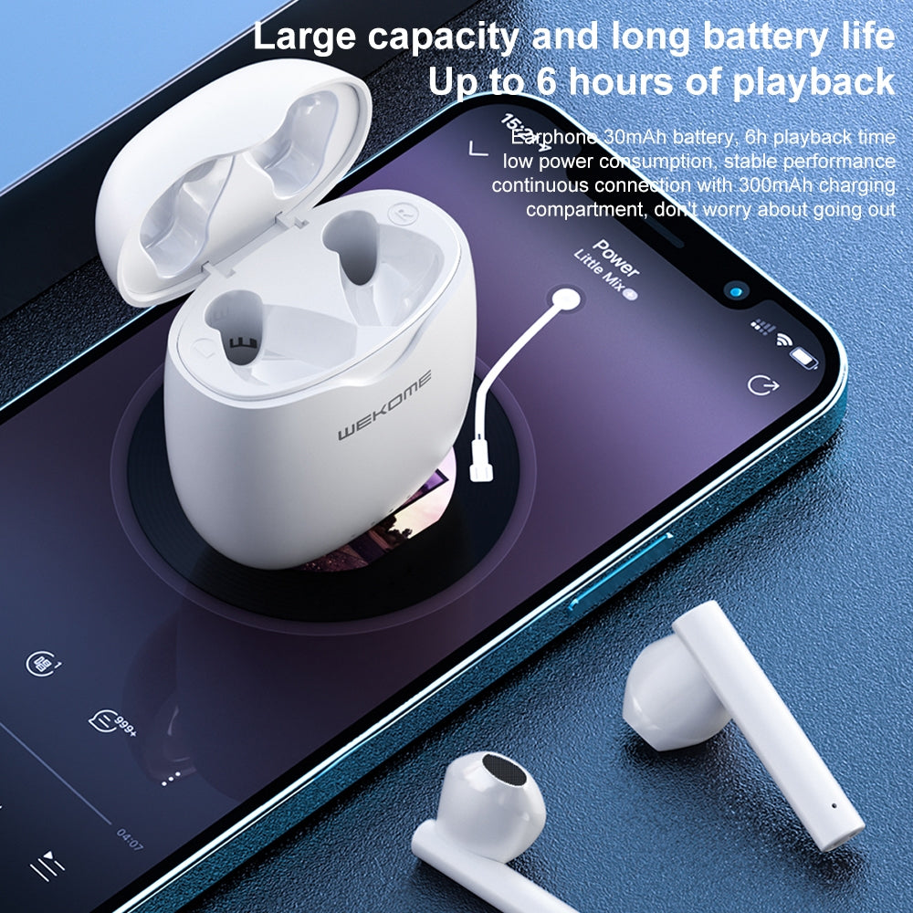 Copy of WK V42 True Wireless Stereo Semi-in-ear Bluetooth Headset with Charging Compartment (White)