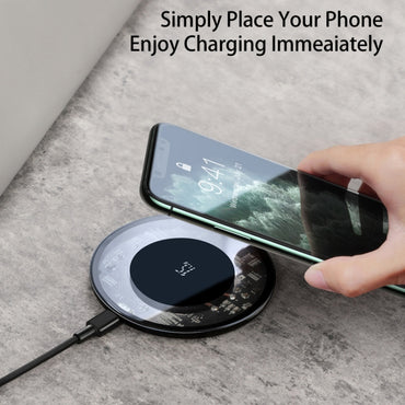 Baseus WXJK-B01 Simple 15W USB-C / Type-C Updated Edition Qi Standard Wireless Charger (Black)