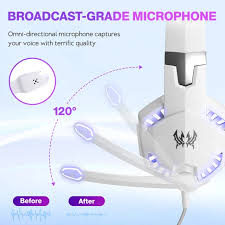 KOTION EACH G2000 Over-ear Gaming Headset with Mic Stereo Bass LED Light,Cable Length: 2.2m(White)