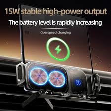 SD01 Car Air Vent Mount Dual Coil Rotating Phone Stand 15W Wireless Charger Phone Holder(Black)