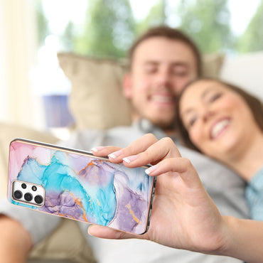 Samsung Galaxy A13 4G Electroplating IMD TPU Phone Case(Blue Marble)