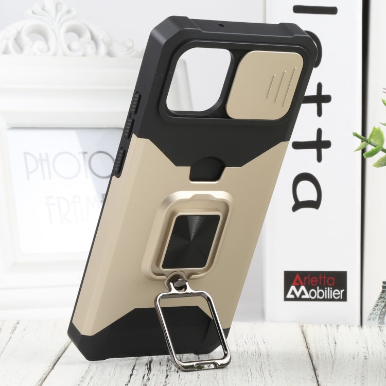 Samsung Galaxy A03 Sliding Camera Cover Design PC + TPU Shockproof Phone Case(Gold)